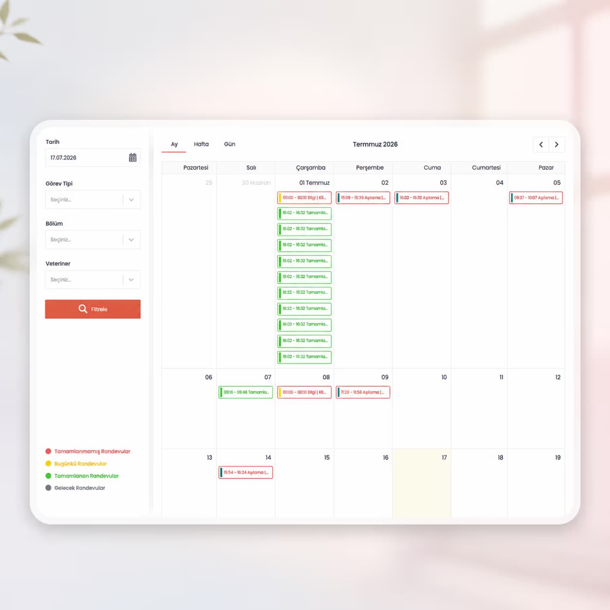 Randevu ve Takvim Yönetimi — Smart Plus ekran görüntüsü